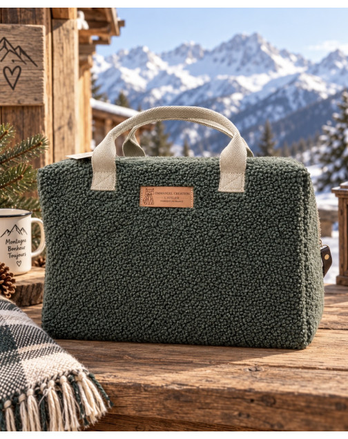 Sac isotherme Ice cube M, "Bouclette" kaki