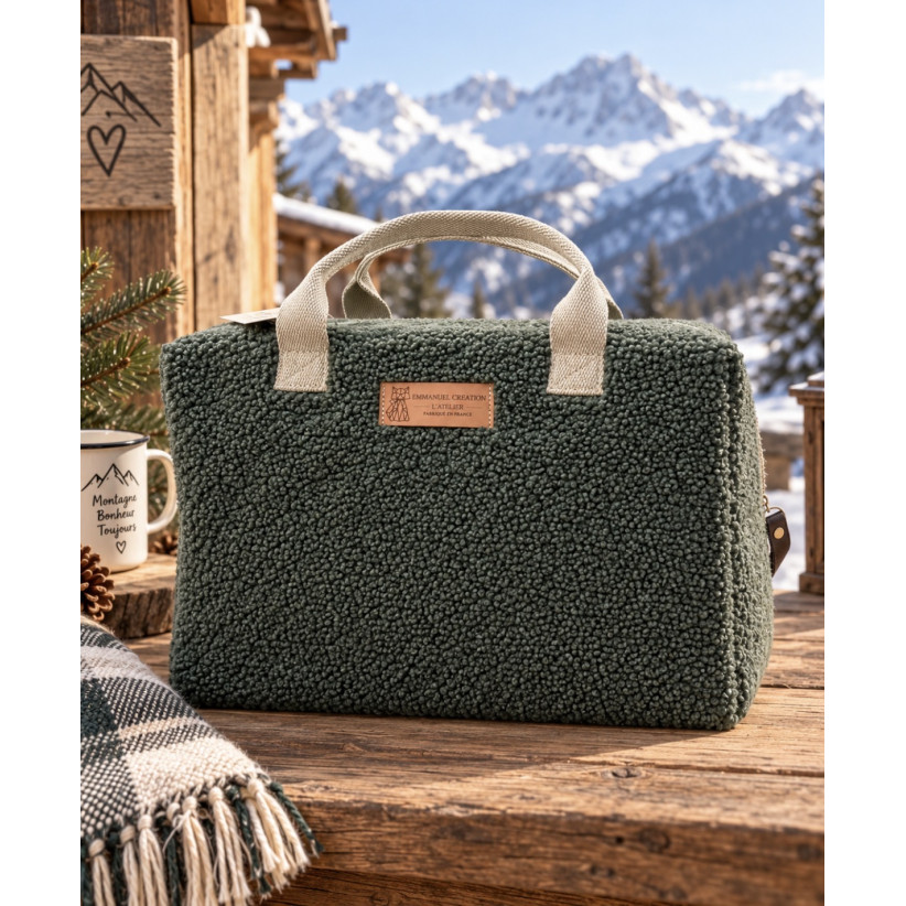 Sac isotherme Ice cube M, "Bouclette" kaki