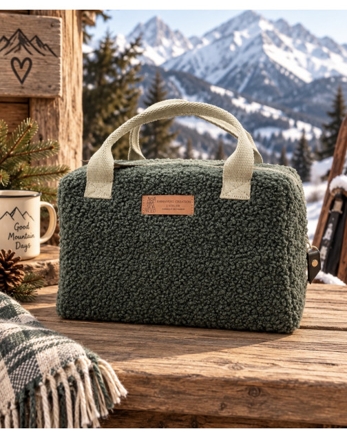 Sac isotherme Ice cube S, "Bouclette" kaki