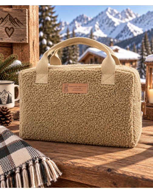 Sac isotherme Ice cube M, "Bouclette" camel