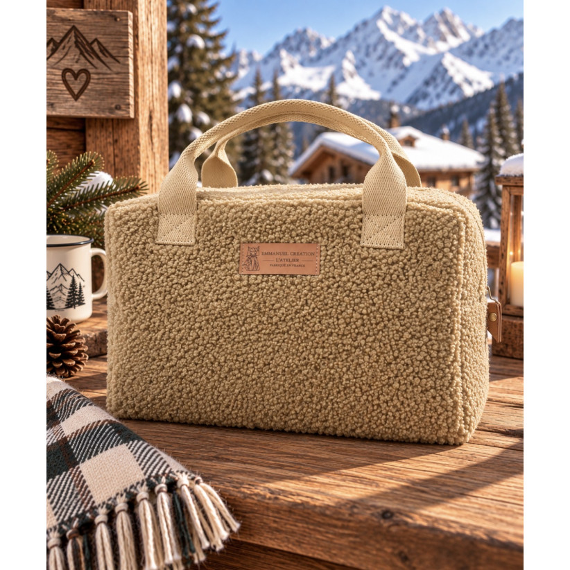 Sac isotherme Ice cube M, "Bouclette" camel