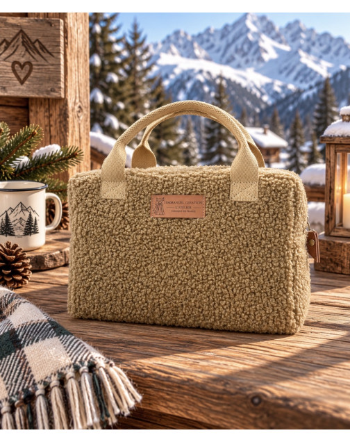 Sac isotherme Ice cube S, "Bouclette" camel