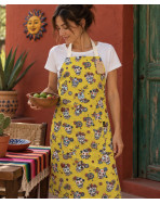 Tablier de cuisine, "Calaveras" moutarde