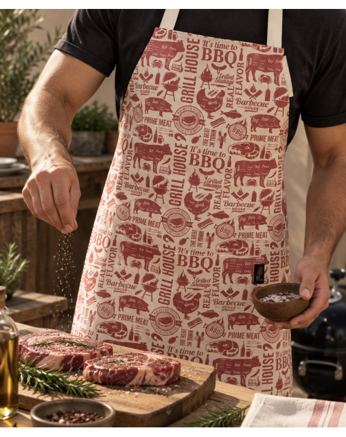 Tablier de cuisine, "Grill house" bordeaux