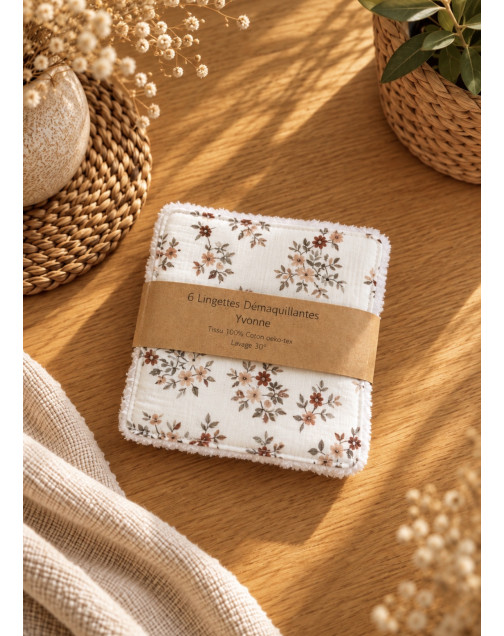 Lingettes démaquillantes écologiques petit modèle, "Yvonne"
