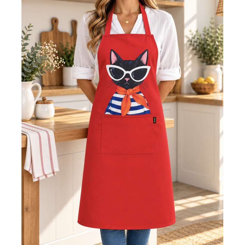Tablier de cuisine," Roseline", rouge