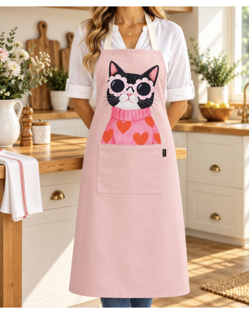 Tablier de cuisine," Bernadette", rose poudré