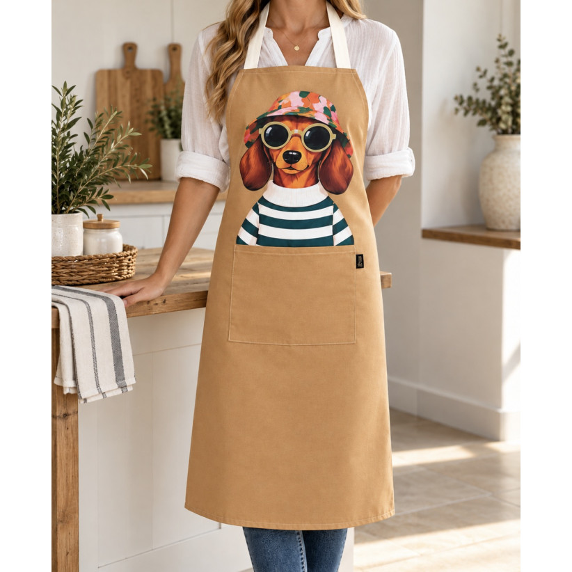 Tablier de cuisine," Jean Marie", camel