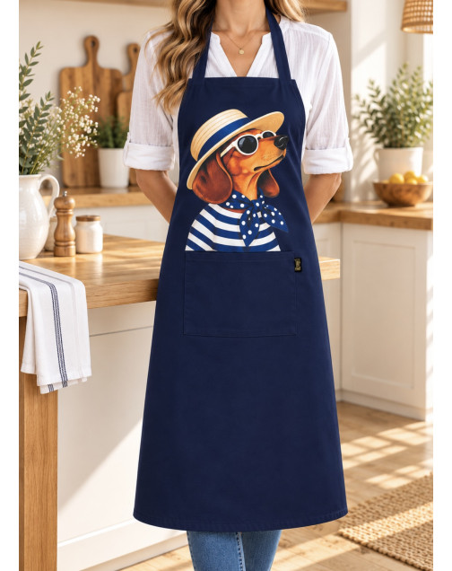 Tablier de cuisine, marine, "Jean Charles"