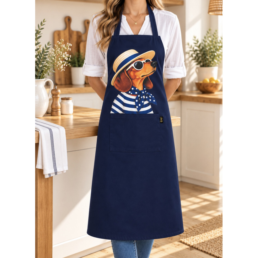 Tablier de cuisine, marine, "Jean Charles"