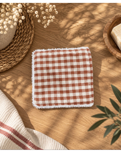 Lingettes démaquillantes écologiques petit modèle, "Biarritz" caramel