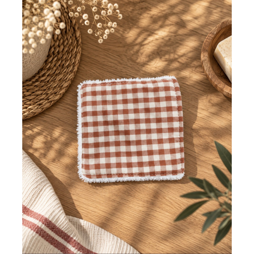 Lingettes démaquillantes écologiques petit modèle, "Biarritz" caramel