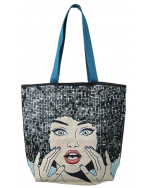 Sac cabas jacquard, "Rhiana blue"