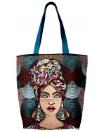 Sac cabas jacquard, "Sakina bleu"