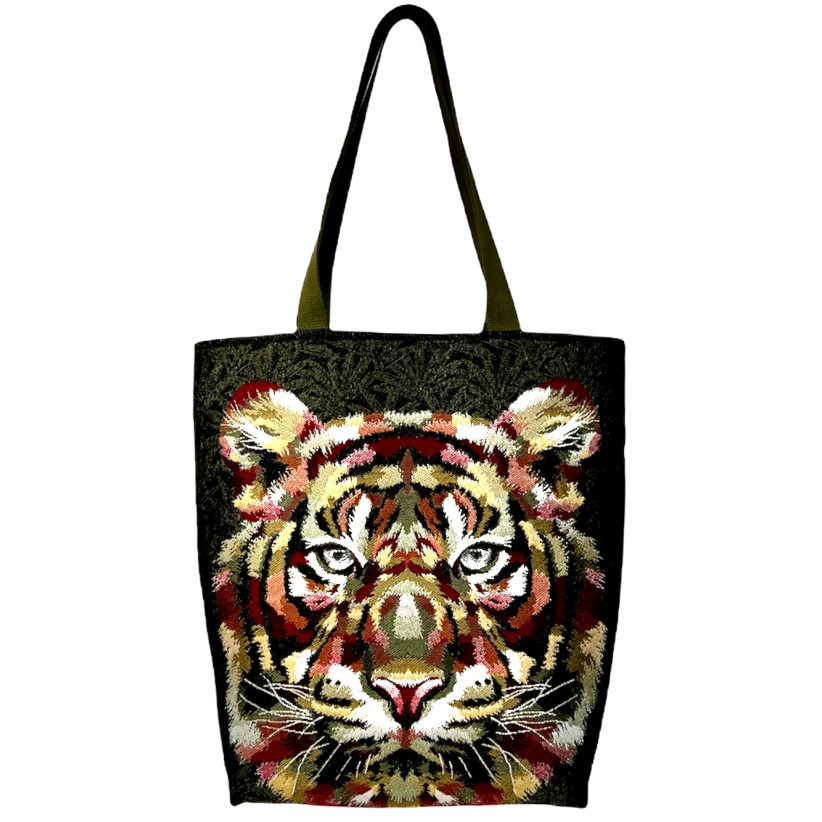 Sac cabas jacquard, "Sherekahn kaki"