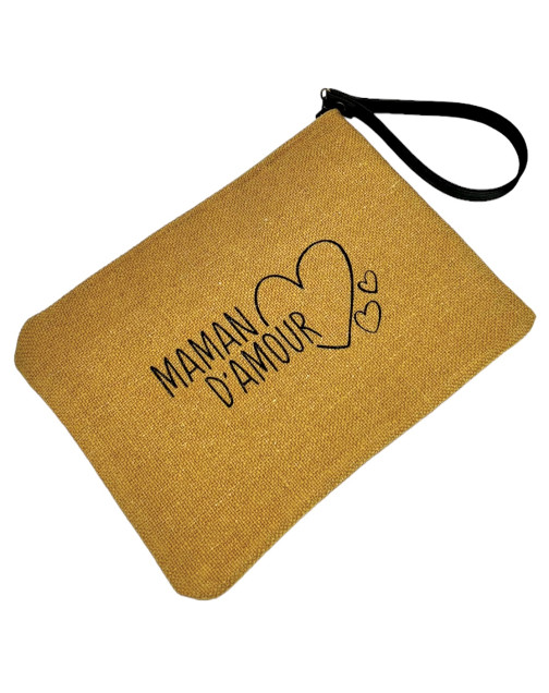 Pochette L, "Maman d'amour" anjou moutarde