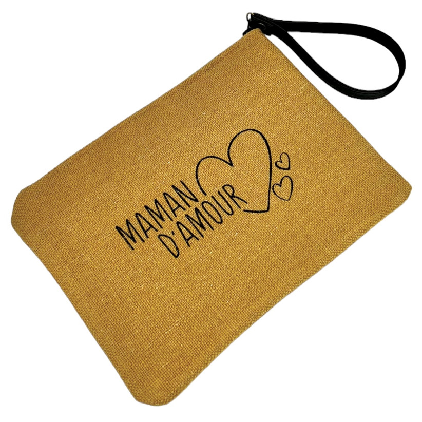 Pochette L Maman d amour anjou moutarde Emmanuel Creation