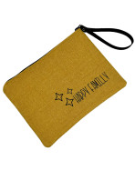 Pochette M mademoiselle, "Happy familly", anjou moutarde