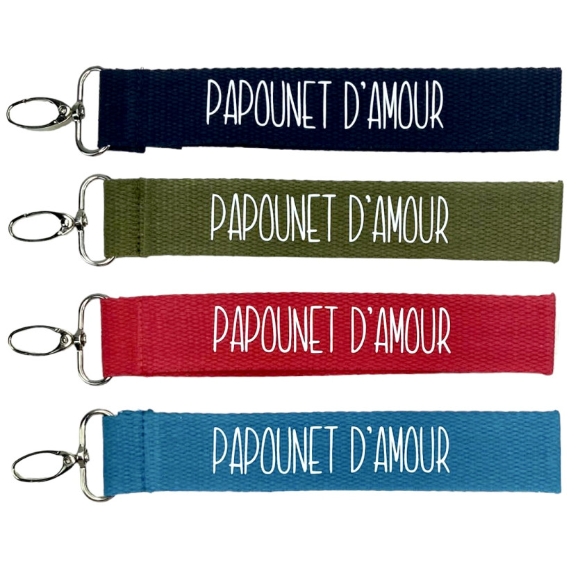 Porte clés sangle, "Papounet d'amour"