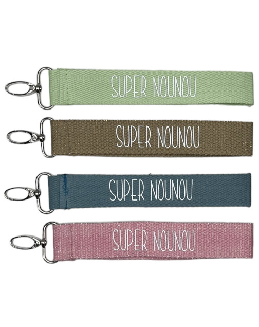 Porte clés sangle, "Super nounou"