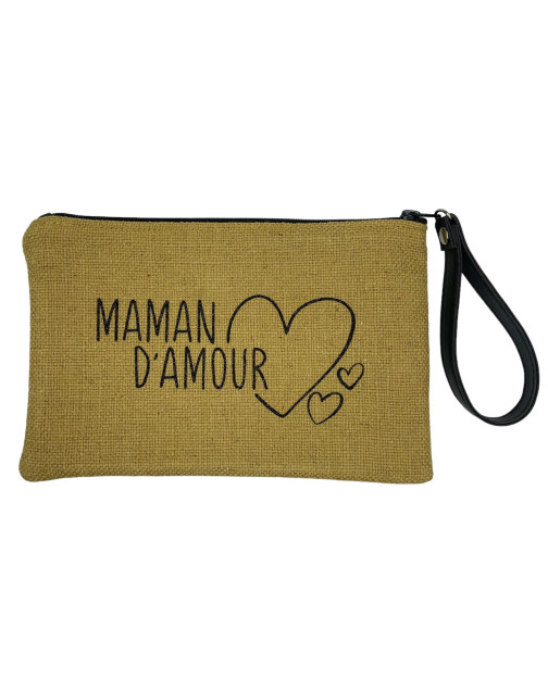 Pochette M mademoiselle, "Maman d'amour", anjou moutarde