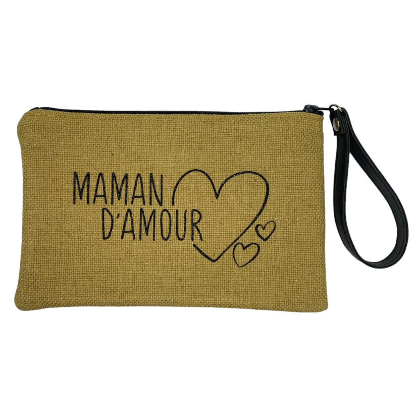 Pochette M mademoiselle, "Maman d'amour", anjou moutarde