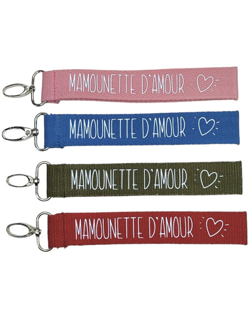 Porte clés sangle, "Mamounette D'amour"