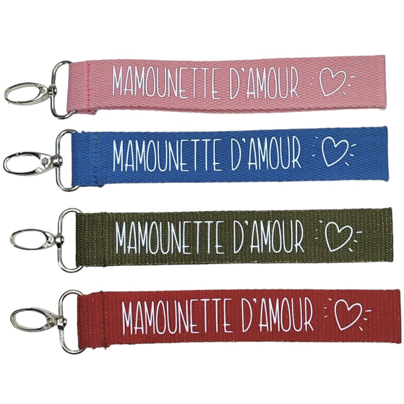 Porte clés sangle, "Mamounette D'amour"
