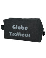 Trousse nomade M, "Globe trotteur", anjou noir