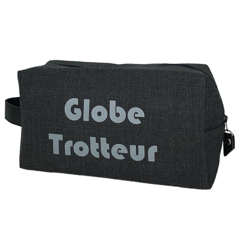 Trousse nomade M, "Globe trotteur", anjou noir