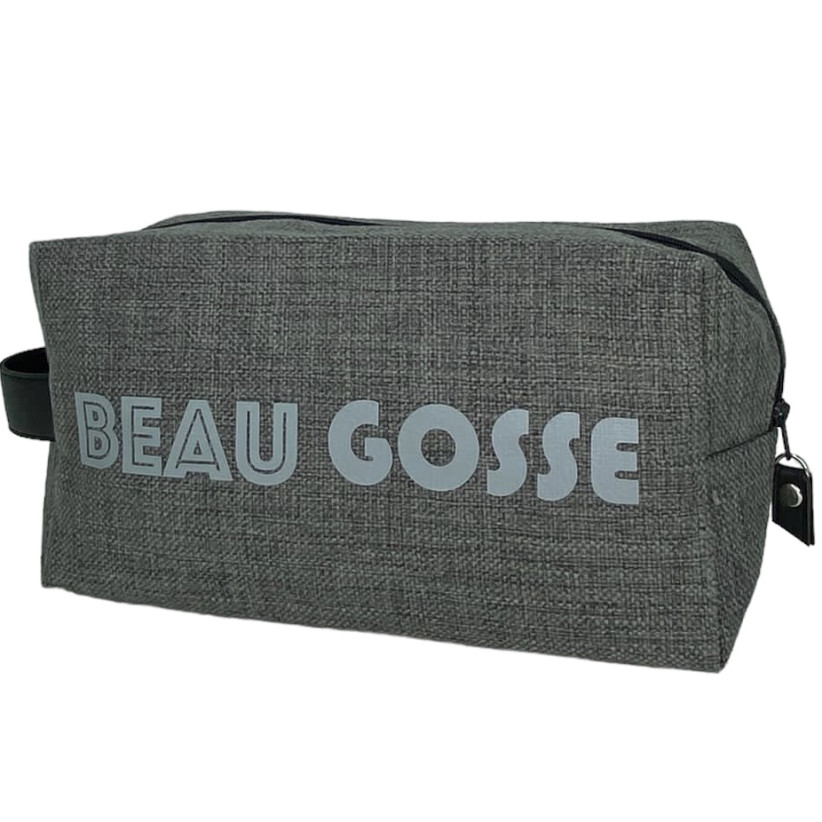 Trousse nomade M, "Beau gosse" anjou gris