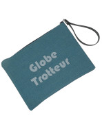 Pochette L, "Globe trotteur" anjou pétrole