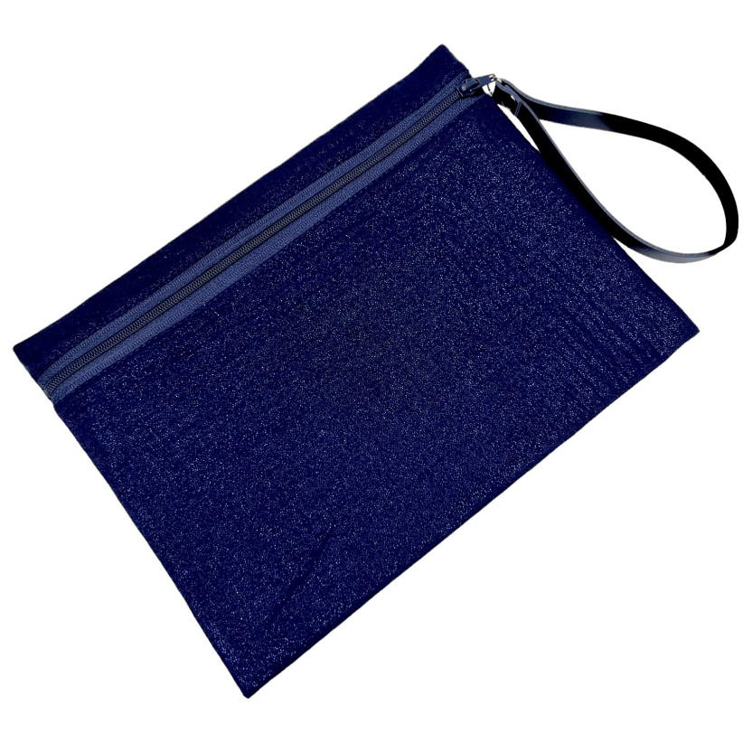 Pochette L, "Scintillant" marine