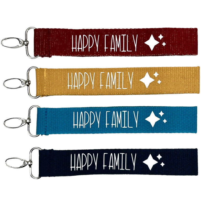 Porte clés sangle, "Happy family"